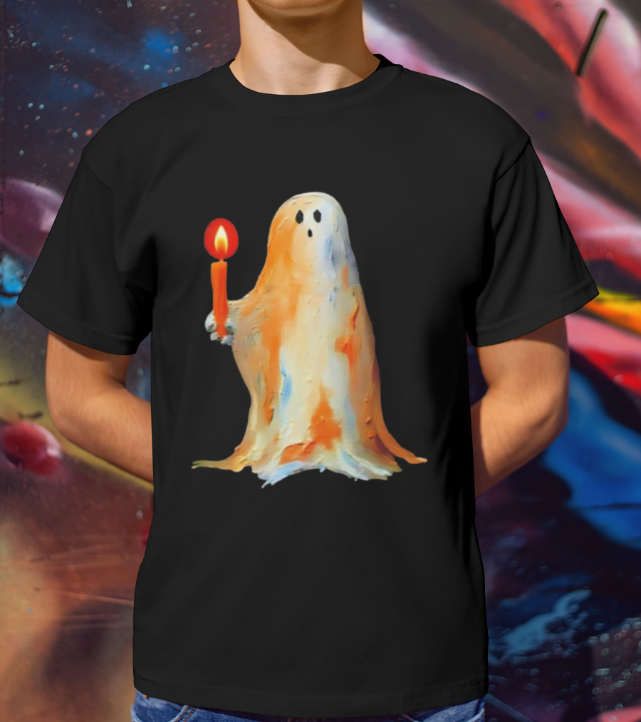 Quality Halloween Candle Holding Ghost T-Shirt