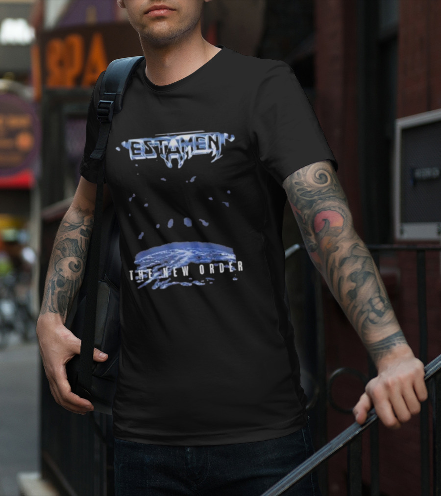Testament The New Order Album Cover Art Blue Earth And Liquid Drops T-Shirt