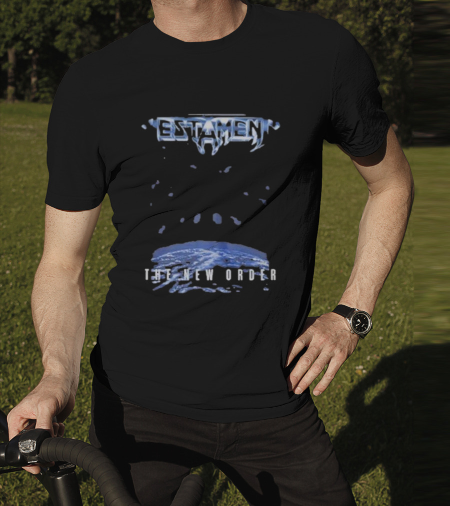 Testament The New Order Album Cover Art Blue Earth And Liquid Drops T-Shirt