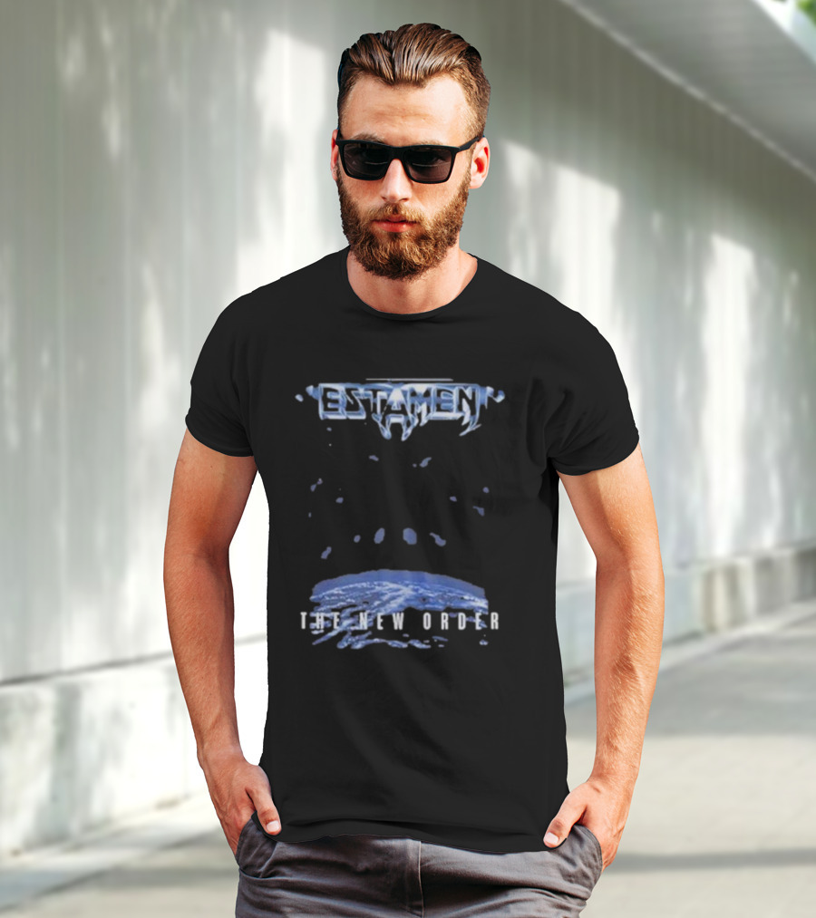 Testament The New Order Album Cover Art Blue Earth And Liquid Drops T-Shirt