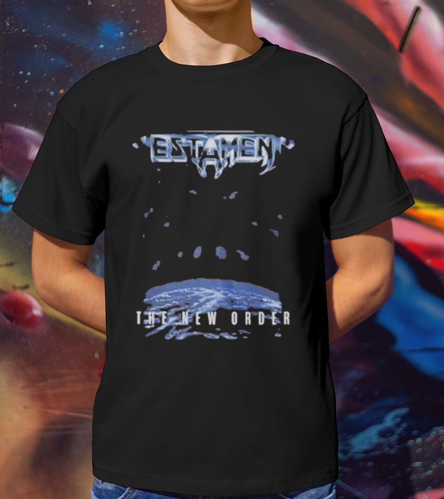 Testament The New Order Album Cover Art Blue Earth And Liquid Drops T-Shirt