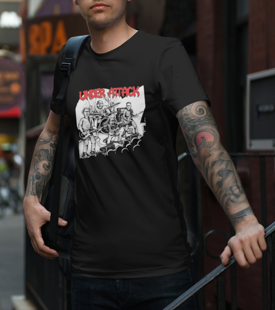 Under Attack Live Cartoon Band Performance Scene T-Shirt