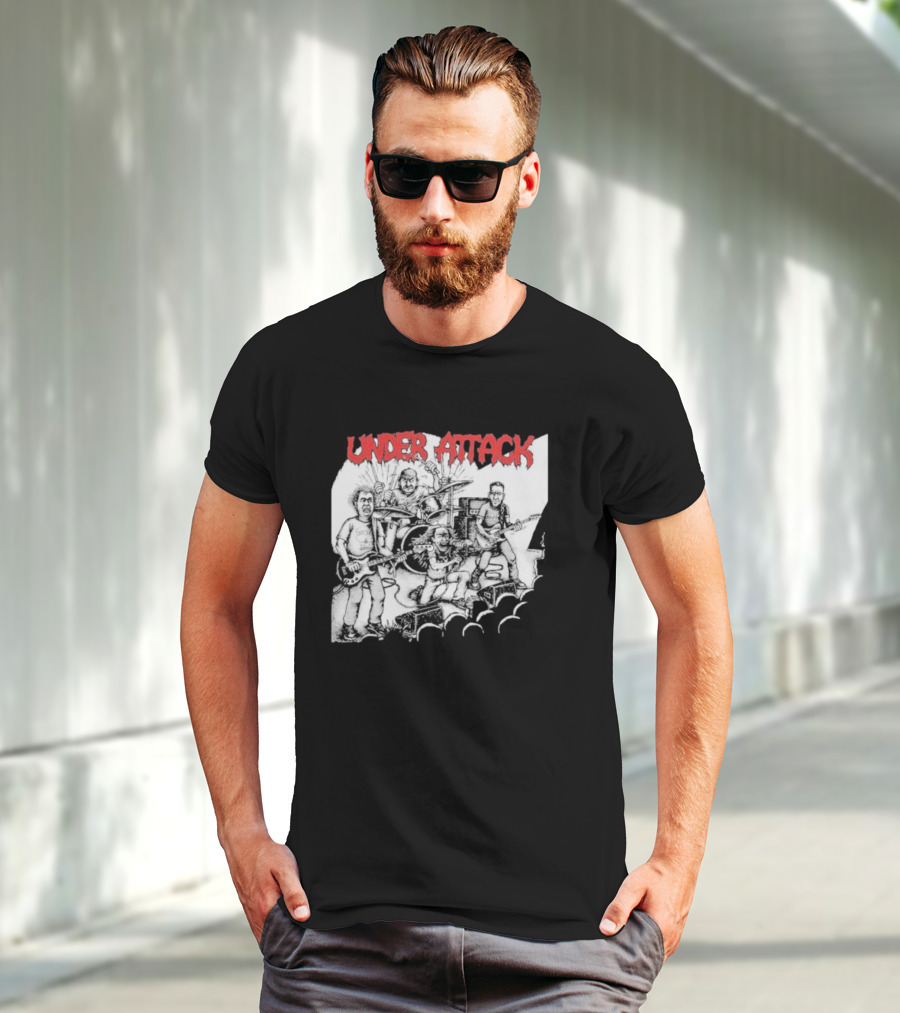 Under Attack Live Cartoon Band Performance Scene T-Shirt