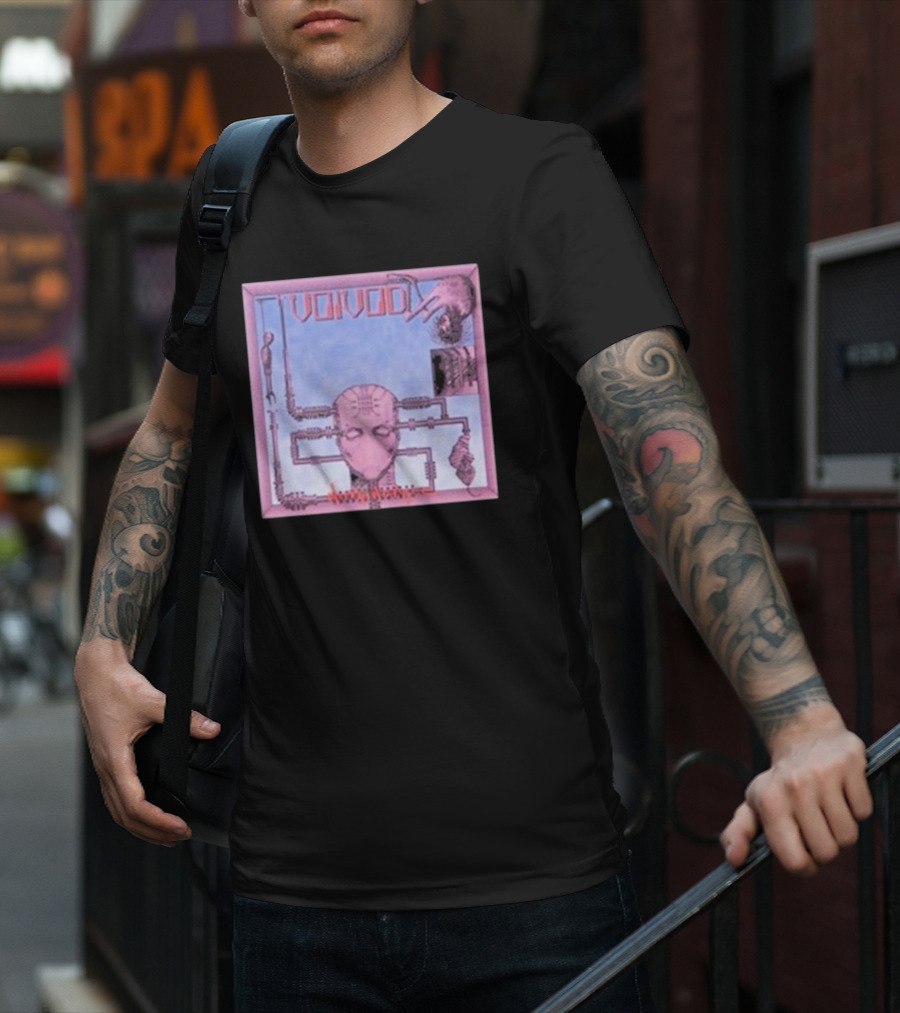 Voivod Nothingface Album Art With Cybernetic Face And Mechanical Elements T-Shirt