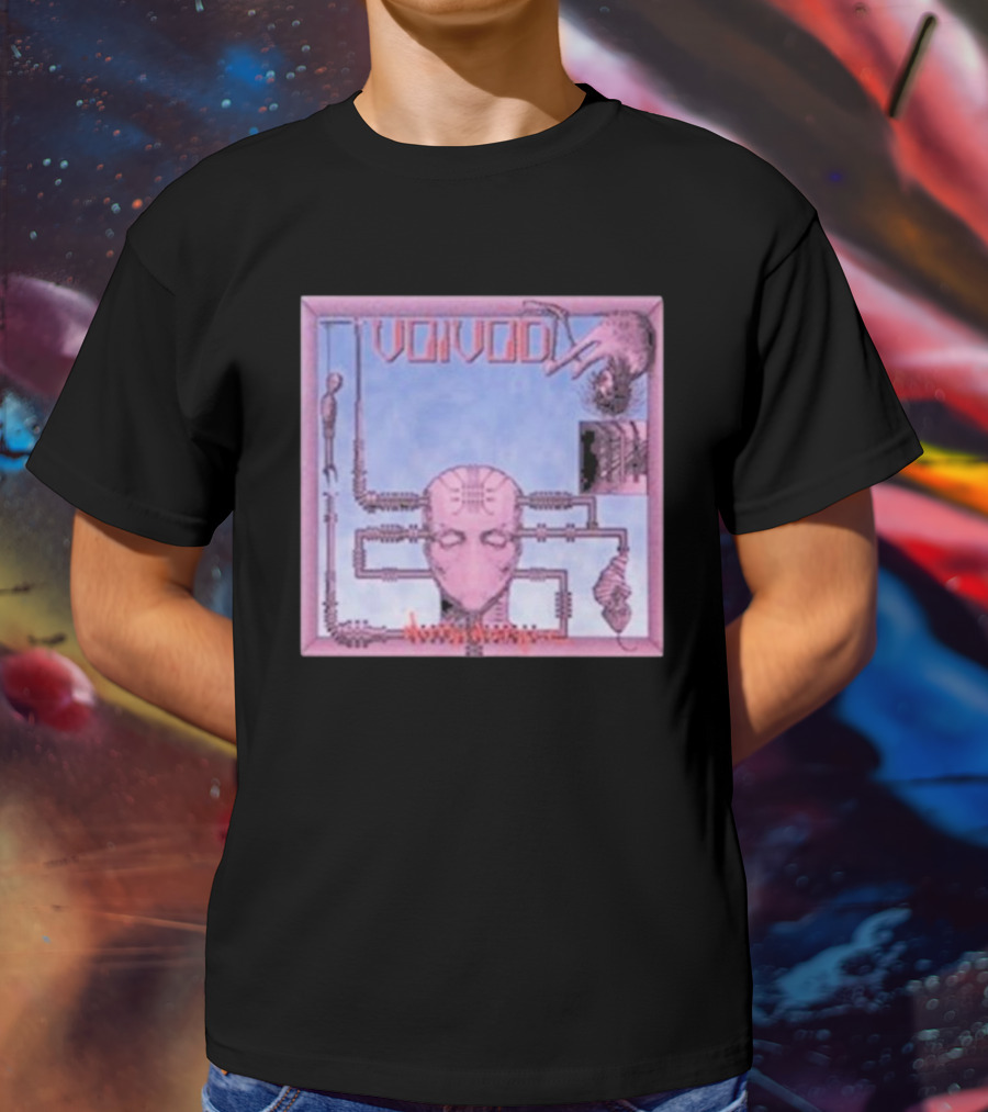 Voivod Nothingface Album Art With Cybernetic Face And Mechanical Elements T-Shirt