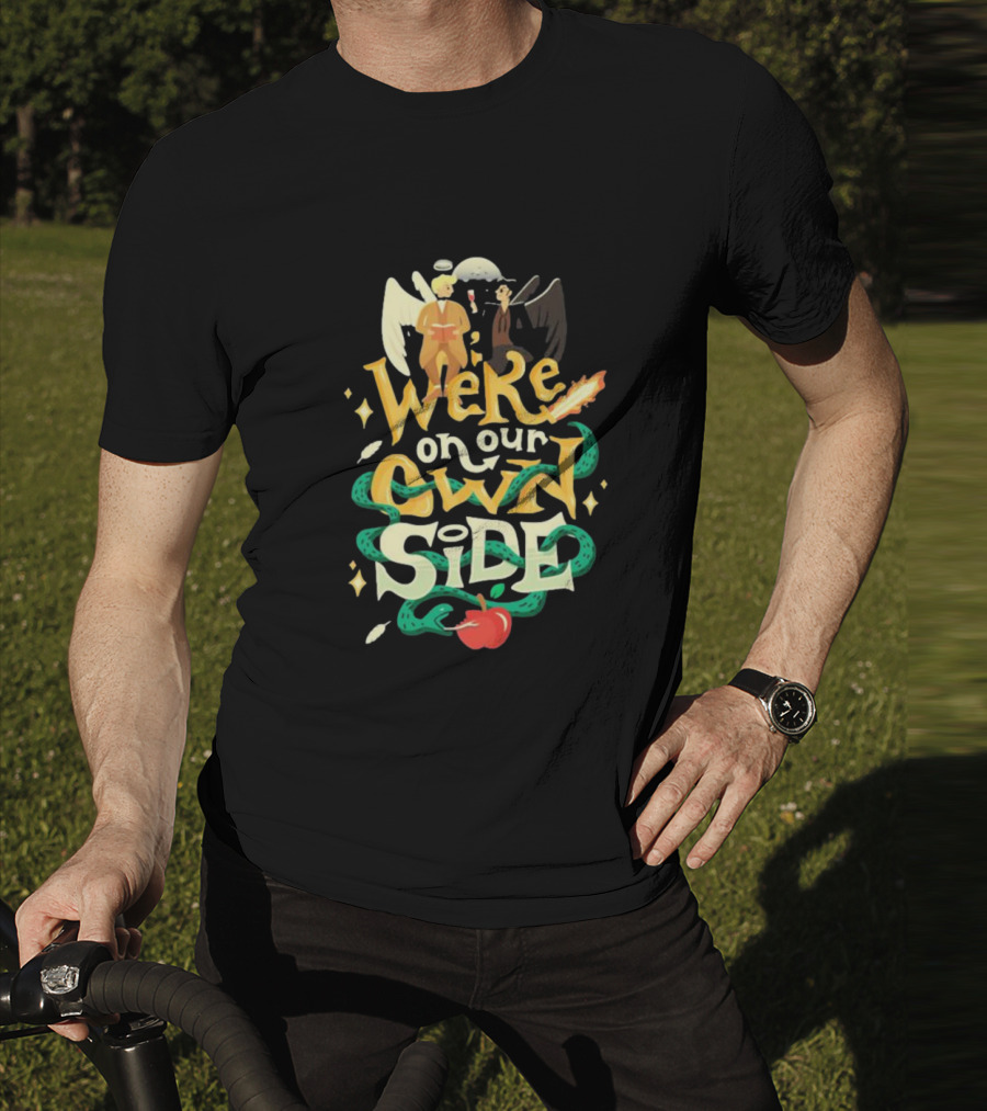 We're On Our Own Side Angel Demon Apple Serpent T-Shirt