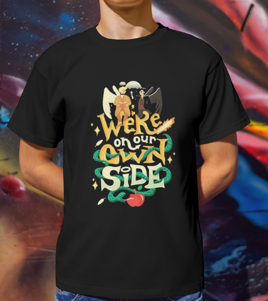 We're On Our Own Side Angel Demon Apple Serpent T-Shirt