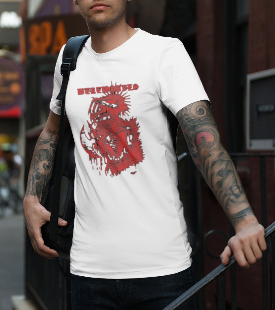 Werewolves Death Metal Red Skeleton Creature T-Shirt