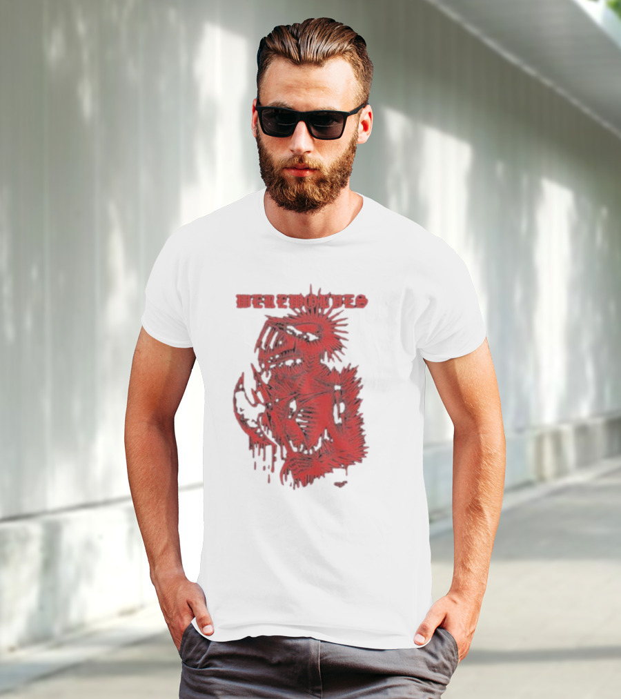 Werewolves Death Metal Red Skeleton Creature T-Shirt