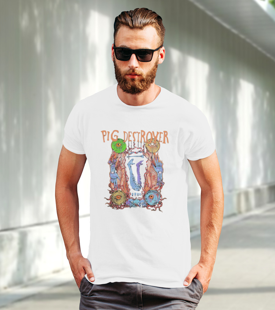 Pig Destroyer Colorful Surreal Horror Artwork With Multiple Eyes T-Shirt