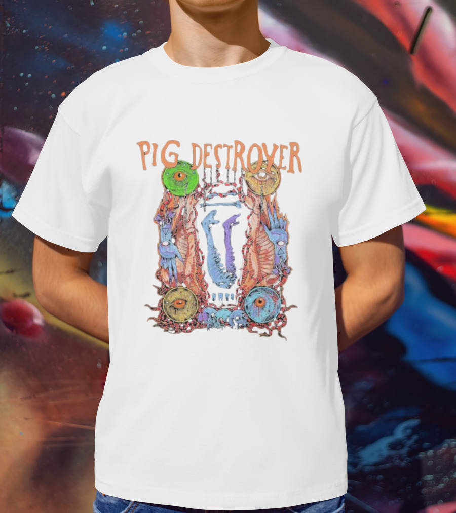 Pig Destroyer Colorful Surreal Horror Artwork With Multiple Eyes T-Shirt