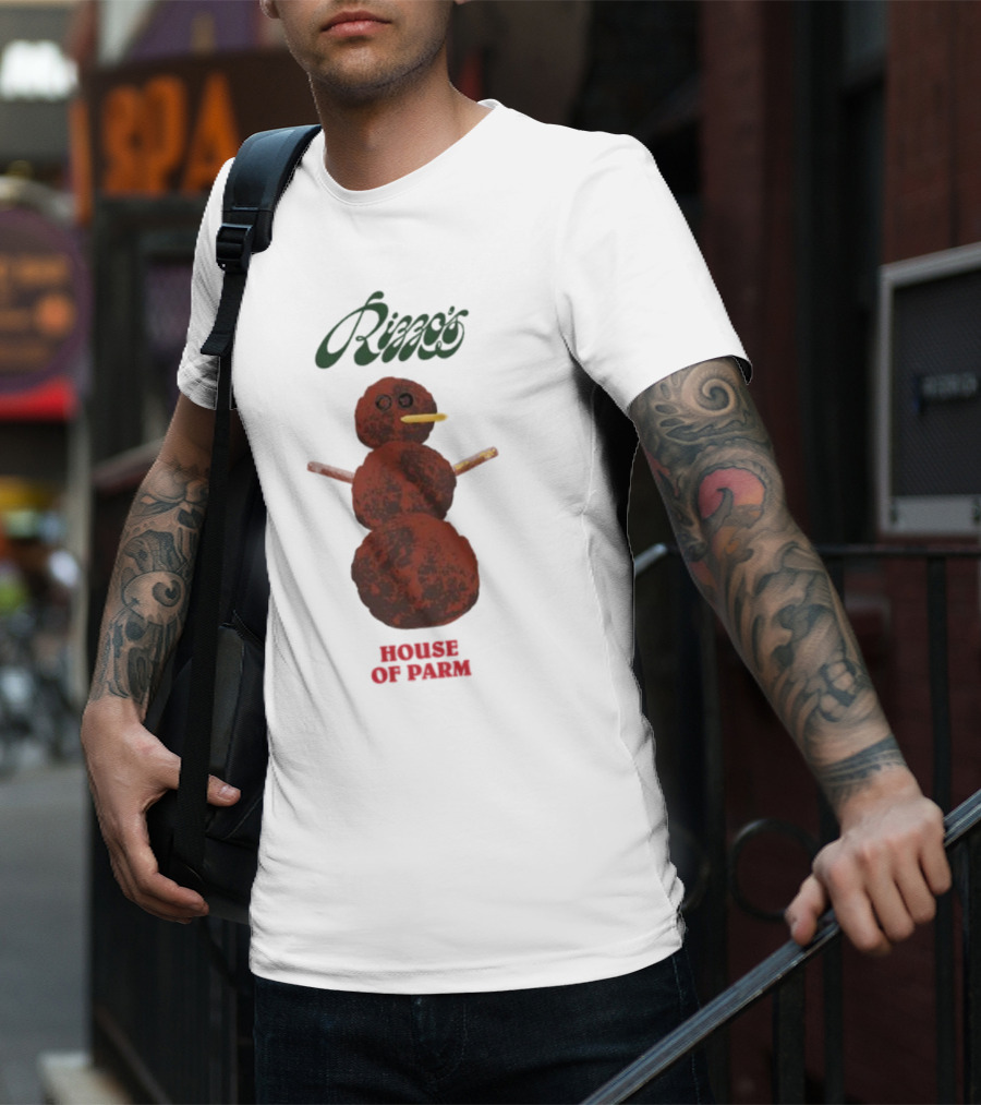 Rizzo’s Meatballman House Of Parm Snowman Meatball Sculpture T-Shirt