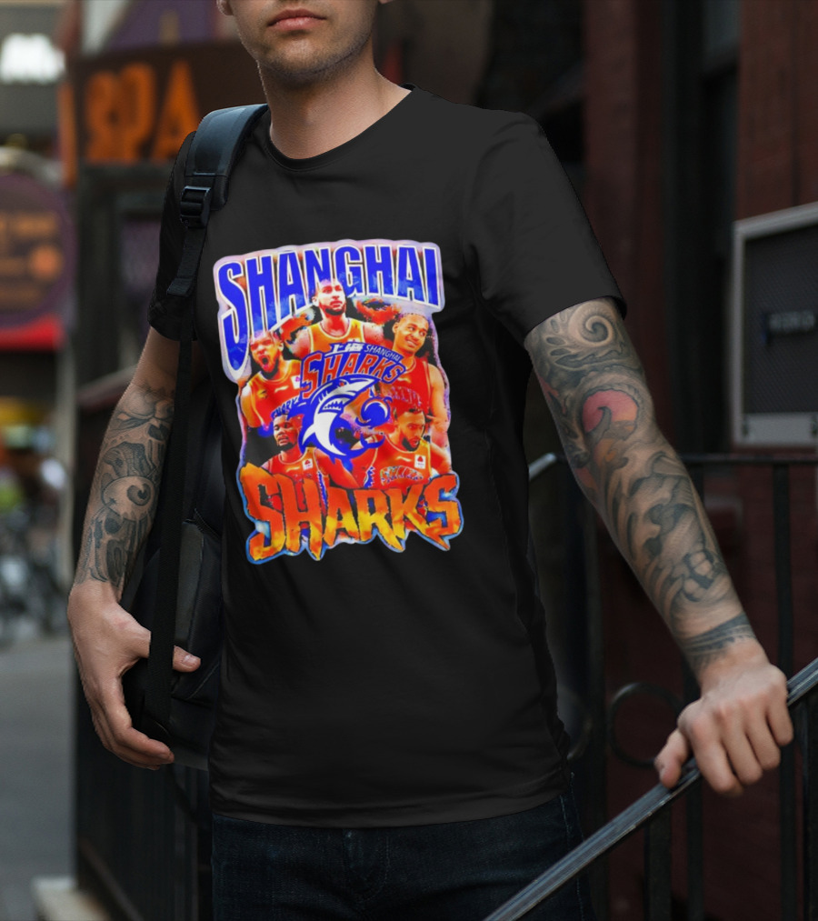 Shanghai Sharks Basketball Team Players Collage T-Shirt