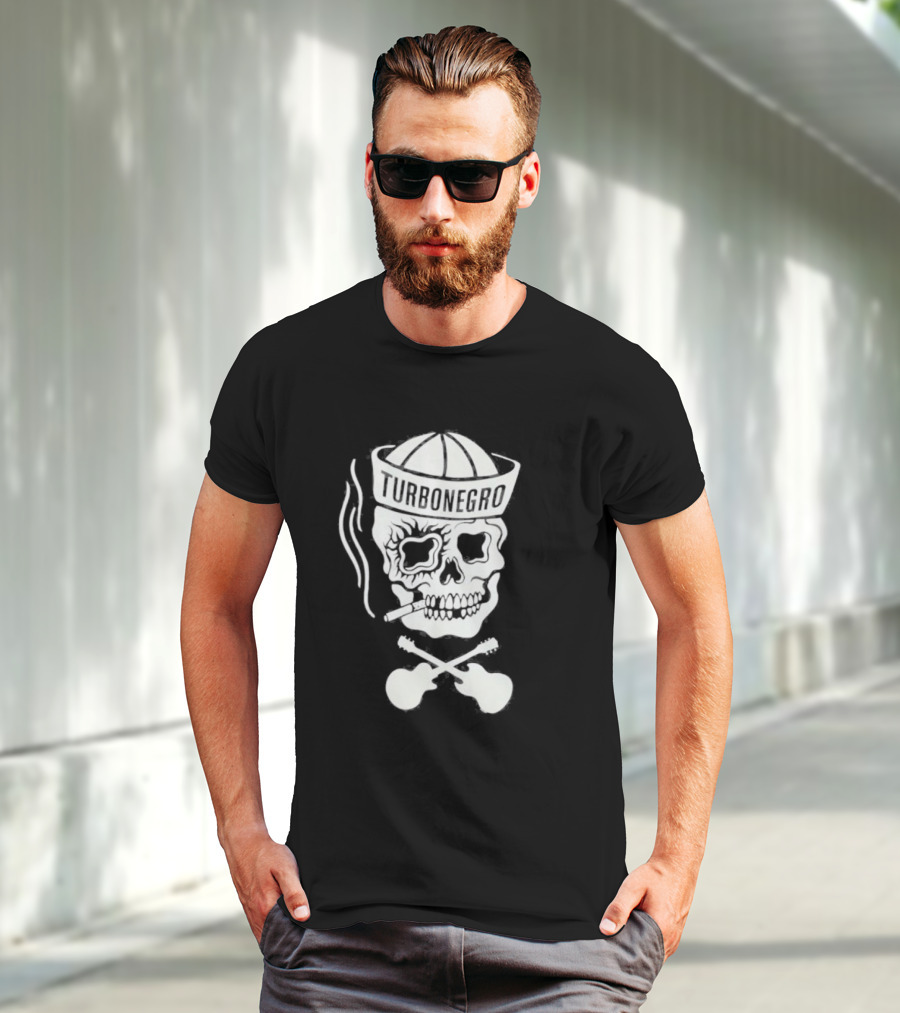 Turbonegro Sailor Skull Smoking With Crossed Guitars T-Shirt