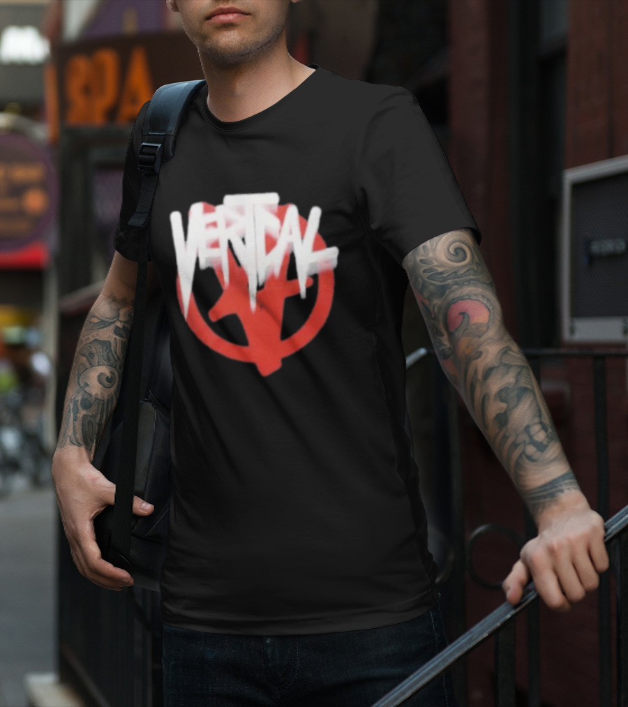 Verticalgoods Kaos Vertical Symbol In Red And White T-Shirt