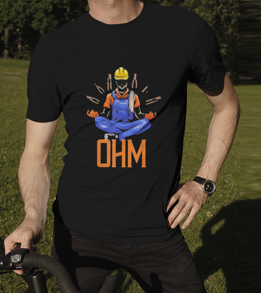 OHM Meditating Electrician With Tools And Helmet T-Shirt