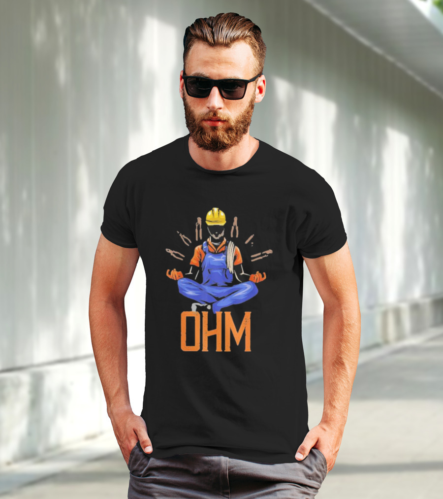 OHM Meditating Electrician With Tools And Helmet T-Shirt