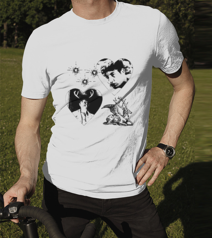 Mustardyardpress Store Oliver Hearts Deer And Faces T-Shirt