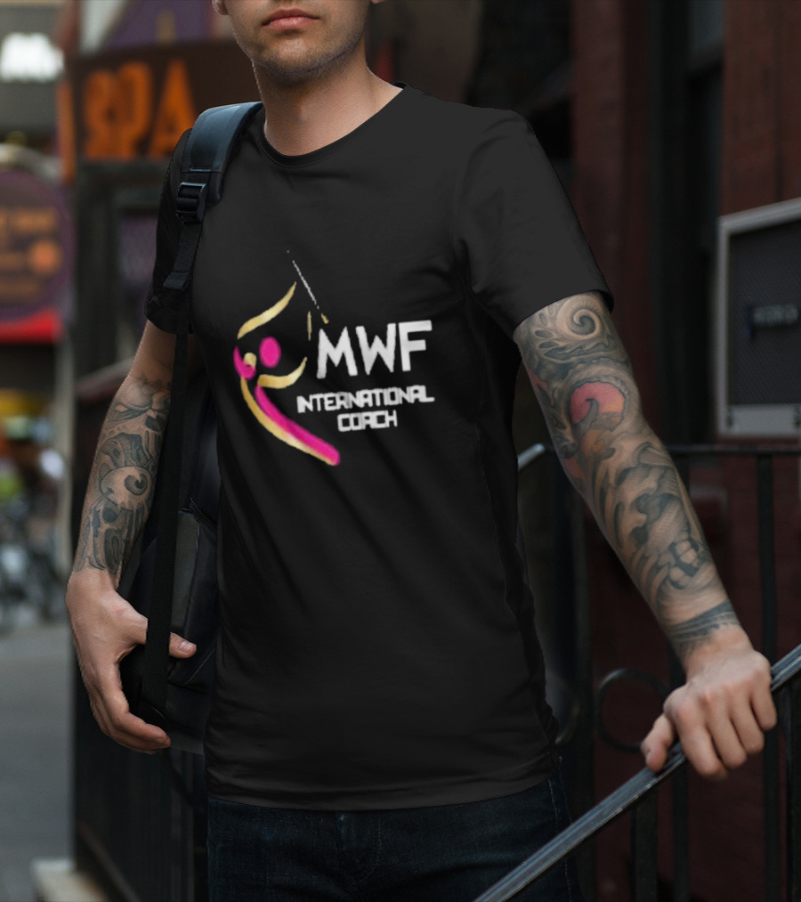 MWF International Coach Logo With Colorful Athletic Figure T-Shirt