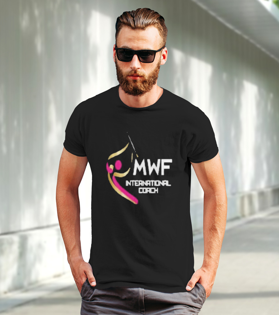 MWF International Coach Logo With Colorful Athletic Figure T-Shirt