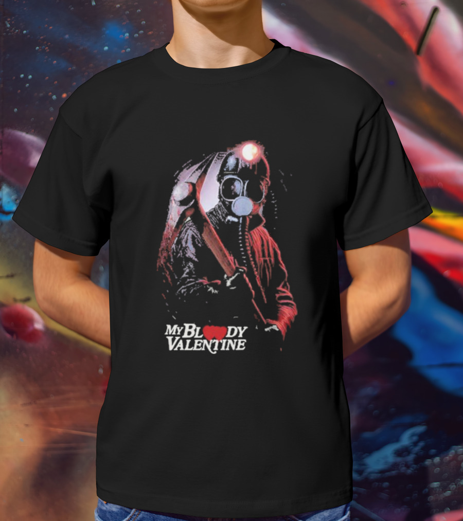My Bloody Valentine Horror Gas Mask Miner Pickaxe T-Shirt