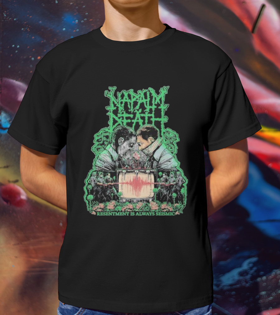 Napalm Death Resentment Is Always Seismic Faces And Seismic Waveforms T-Shirt
