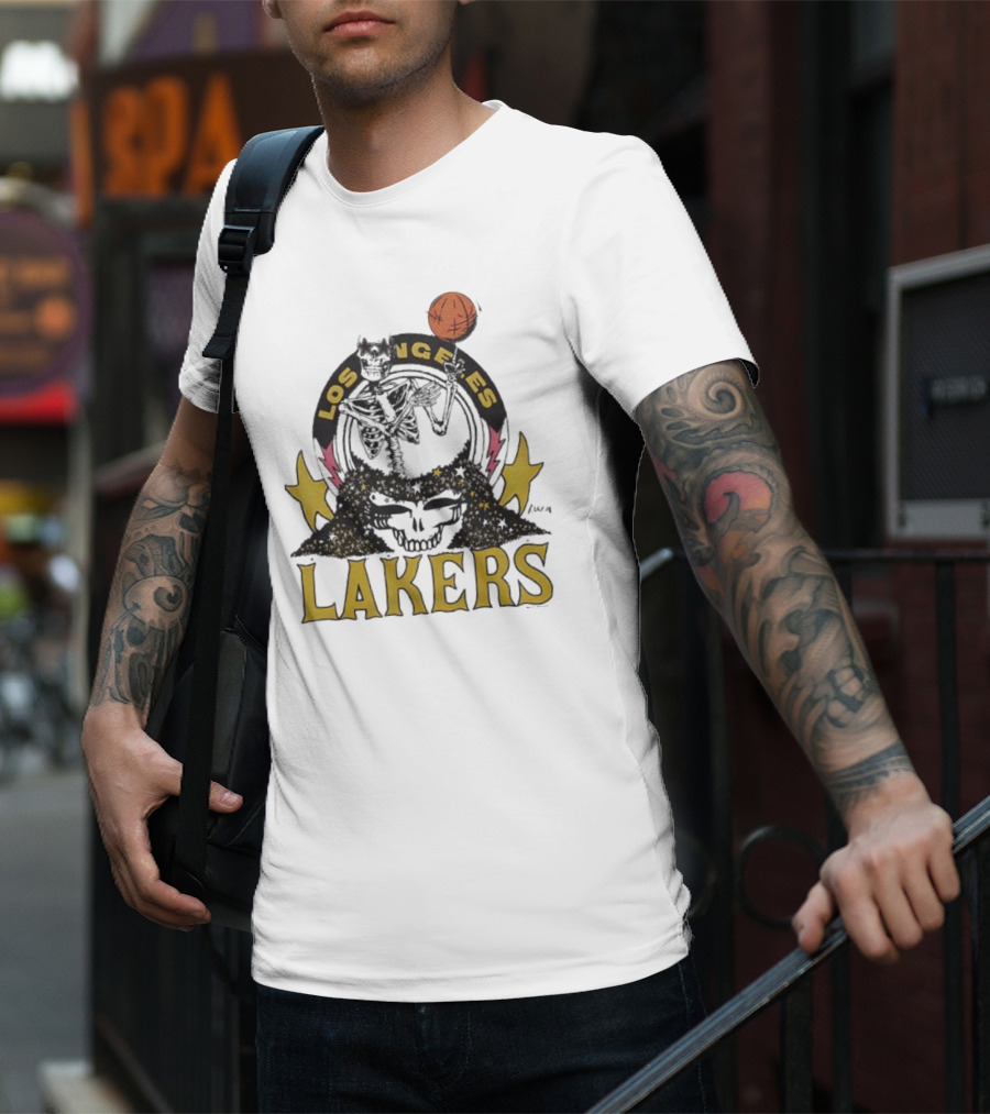 Los Angeles Lakers Grateful Dead Basketball Skull T-Shirt