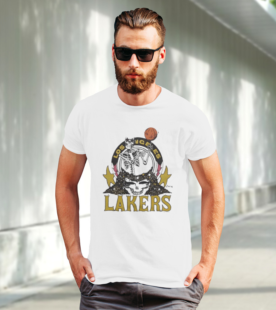 Los Angeles Lakers Grateful Dead Basketball Skull T-Shirt