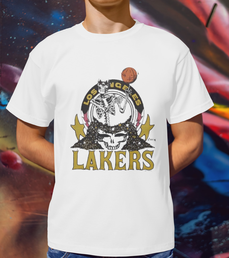 Los Angeles Lakers Grateful Dead Basketball Skull T-Shirt