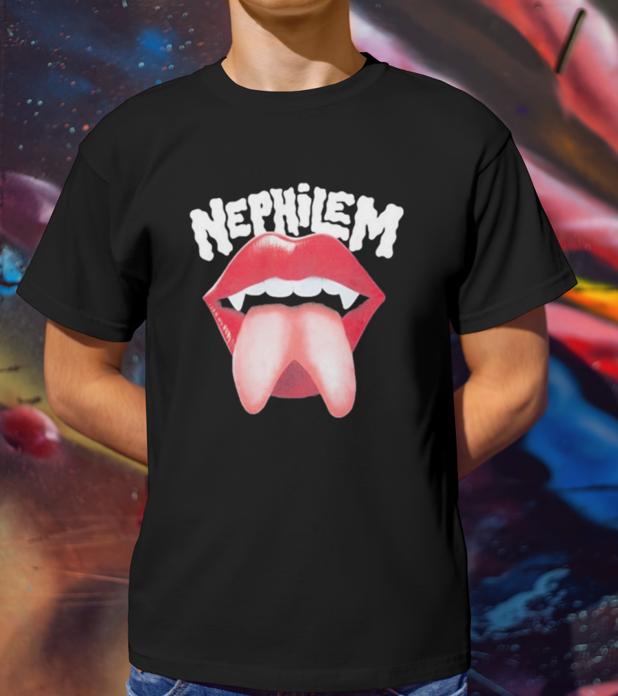 Nephilem Vampire Lips With Fangs And Extended Tongue T-Shirt
