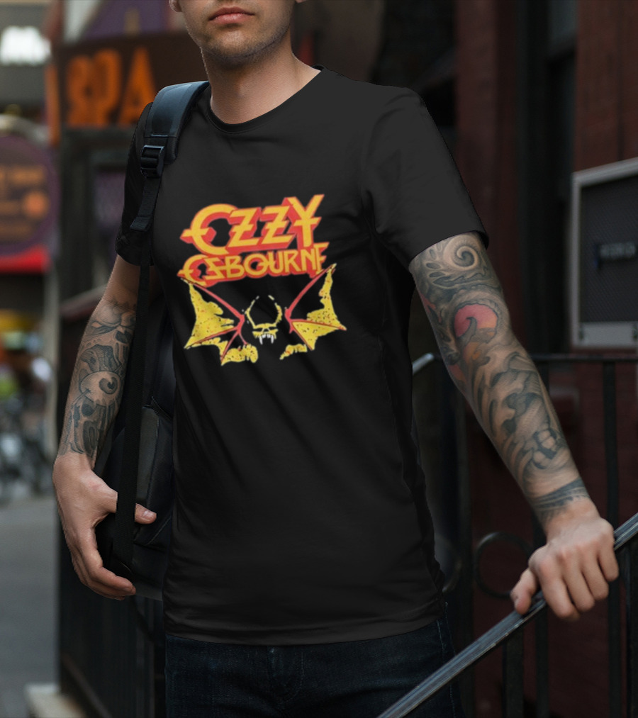 Ozzy Osbourne Bat Logo With Yellow T-Shirt