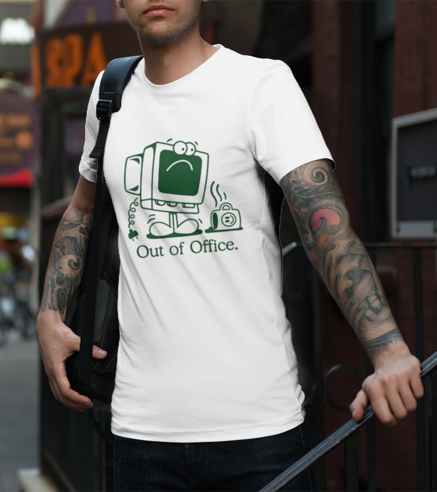 Out Of Office Sad Computer Icon With Coffee Cup T-Shirt