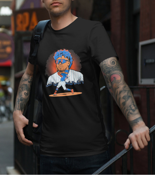 Francisco Lindor Baseball Player Skyline Batting Pose T-Shirt