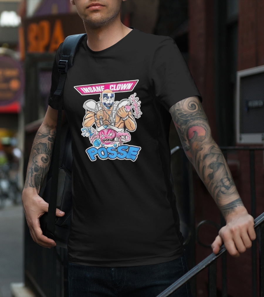Insane Clown Posse Warrior With Pink Monster And Chainsaw T-Shirt