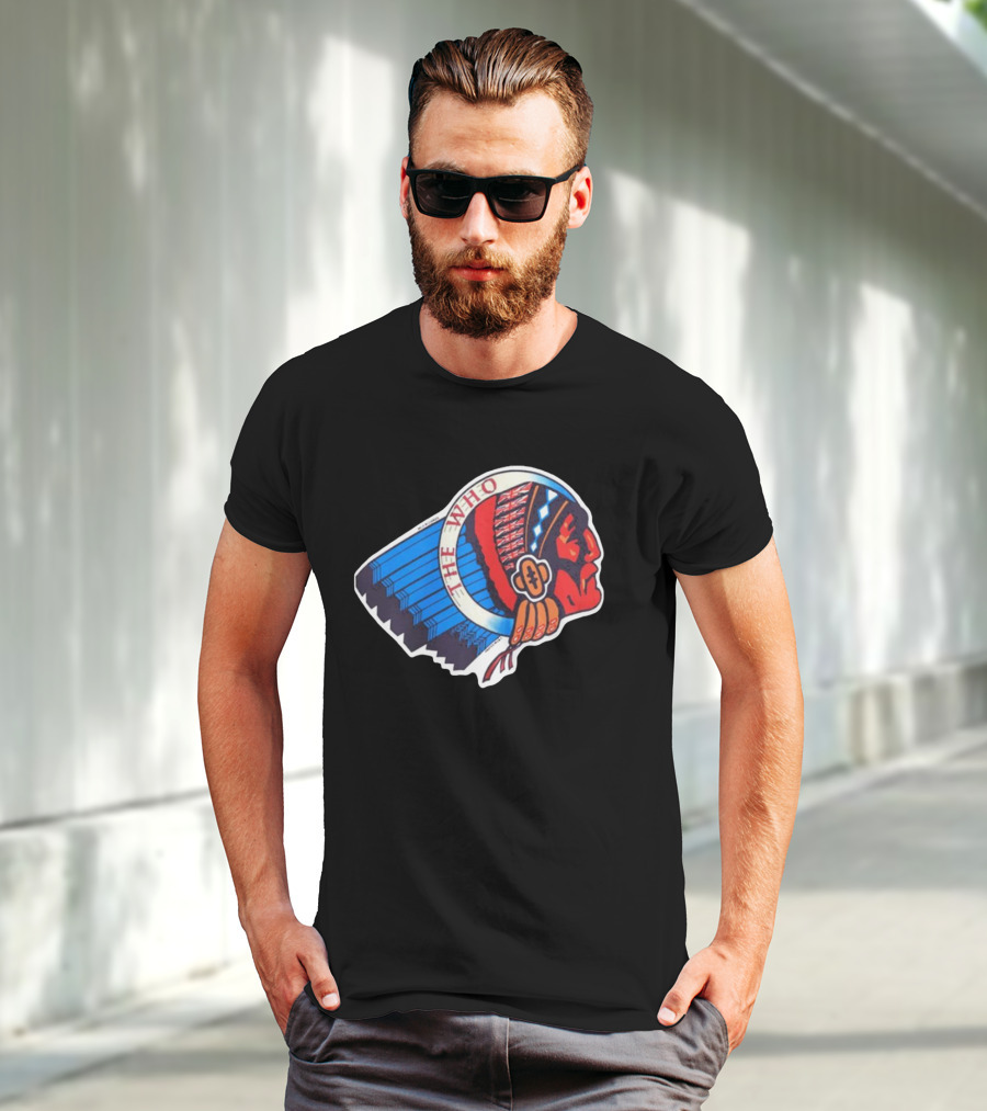 Rare The Who 1976 Vintage Logo Native American Headdress T-Shirt