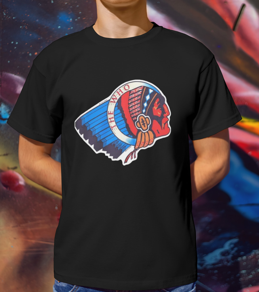 Rare The Who 1976 Vintage Logo Native American Headdress T-Shirt