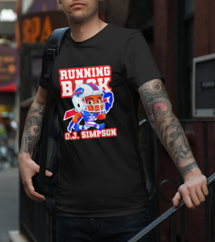 Running Back O.J. Simpson Cartoon Buffalo Bills Football Player T-Shirt