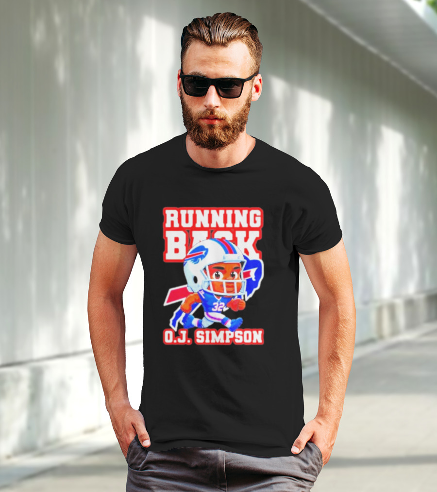 Running Back O.J. Simpson Cartoon Buffalo Bills Football Player T-Shirt