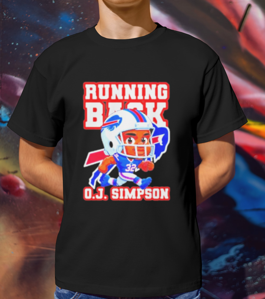 Running Back O.J. Simpson Cartoon Buffalo Bills Football Player T-Shirt
