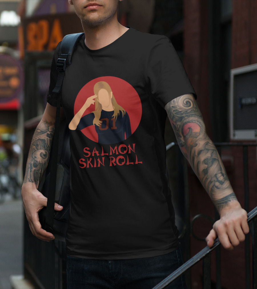 Salmon Skin Roll 01 Gesture Red Circle Background T-Shirt