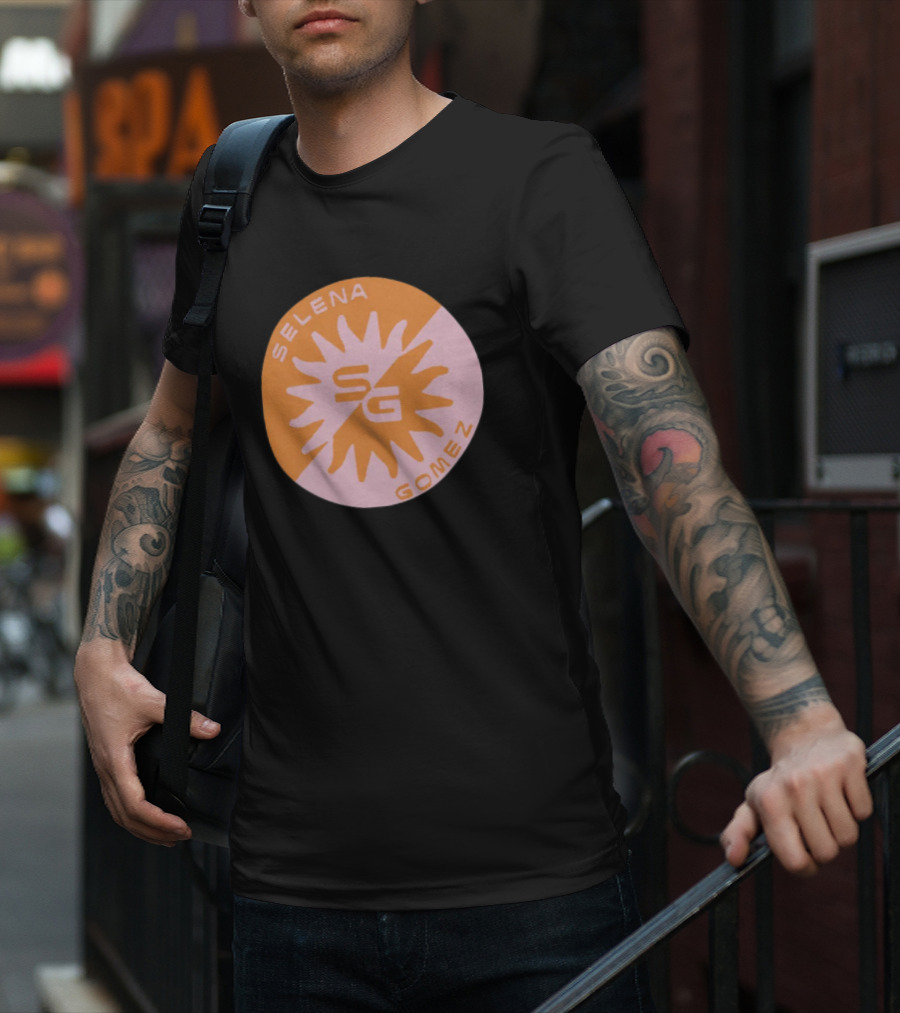 Selena Gomez SG Sunset Logo Circle Orange Pink T-Shirt