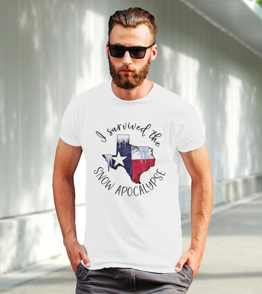 I Survived The Snow Apocalypse Texas Flag Icicles Map T-Shirt