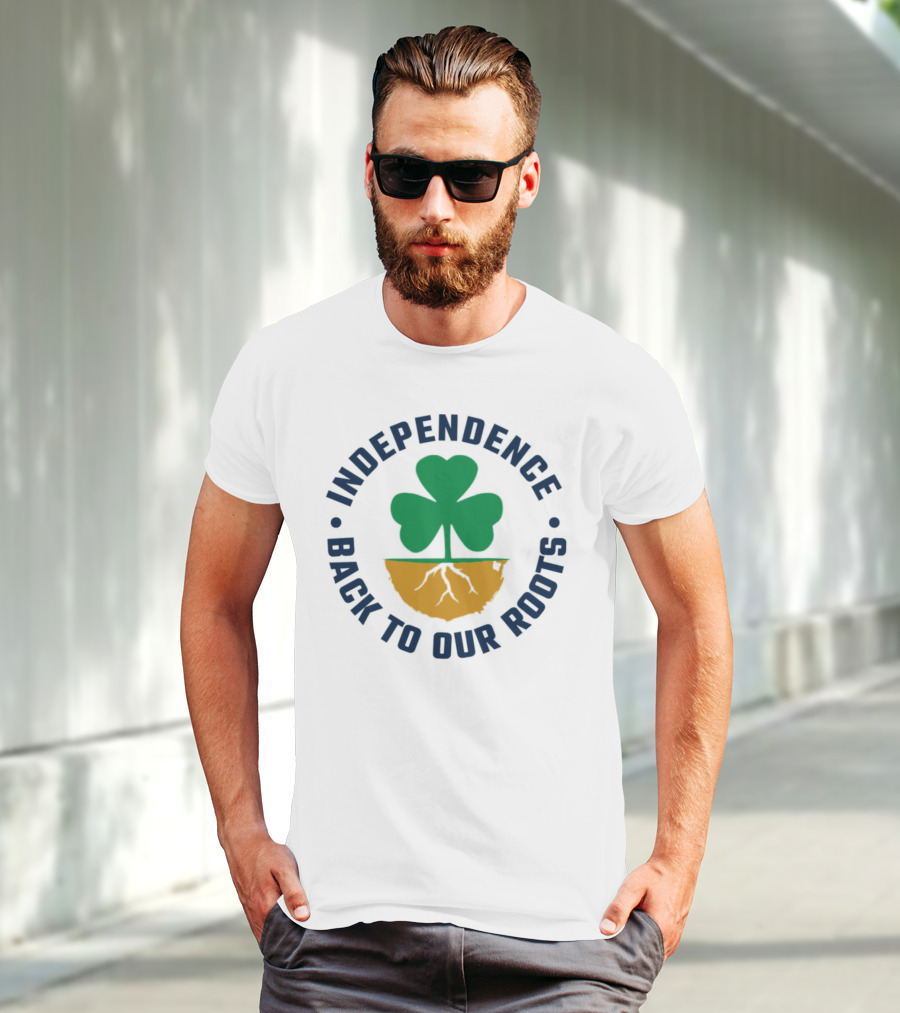 Independence Shamrock Emblem Back To Our Roots T-Shirt