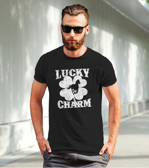 Lucky Charm Horse Lover Shamrock St Patrick's Day T-Shirt
