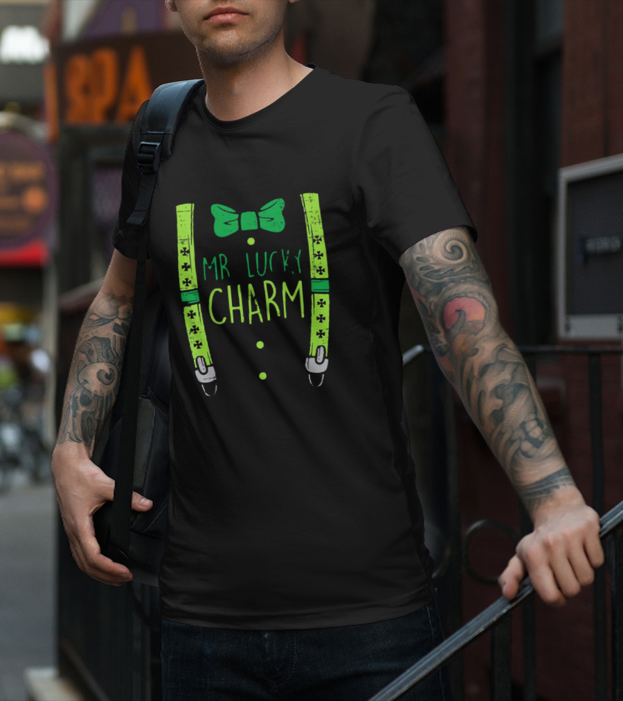 Mr Lucky Charm Suspenders St Patricks Day Boys T-Shirt
