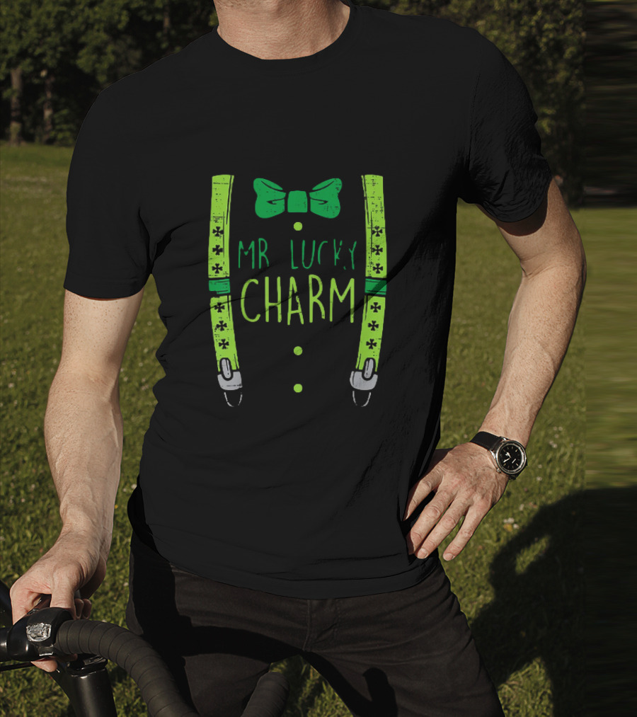 Mr Lucky Charm Suspenders St Patricks Day Boys T-Shirt