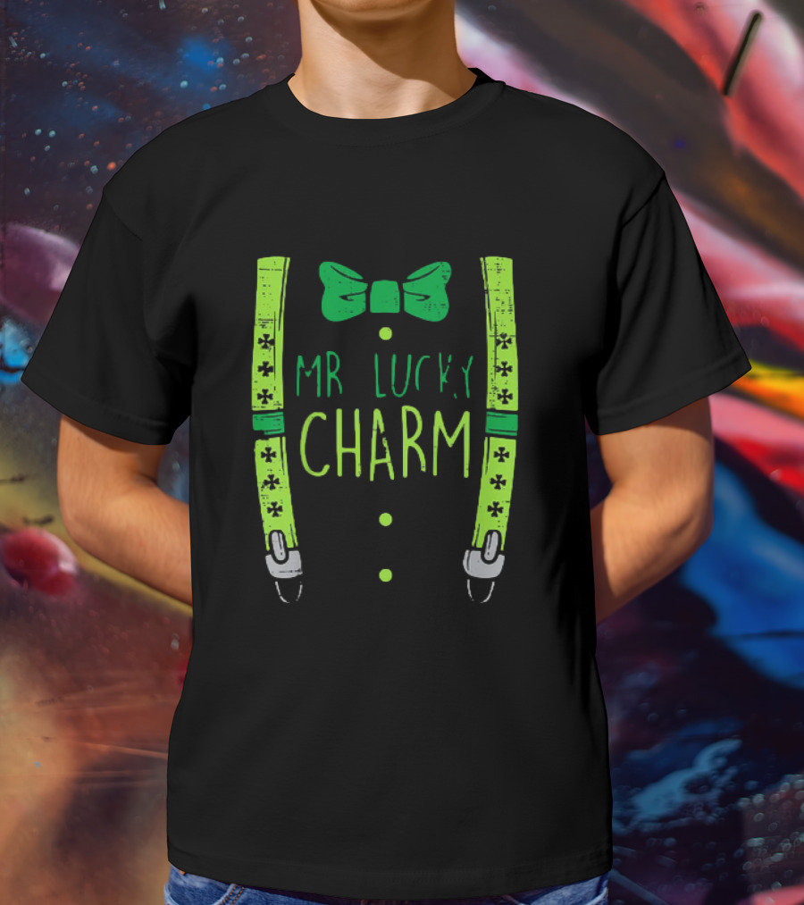 Mr Lucky Charm Suspenders St Patricks Day Boys T-Shirt