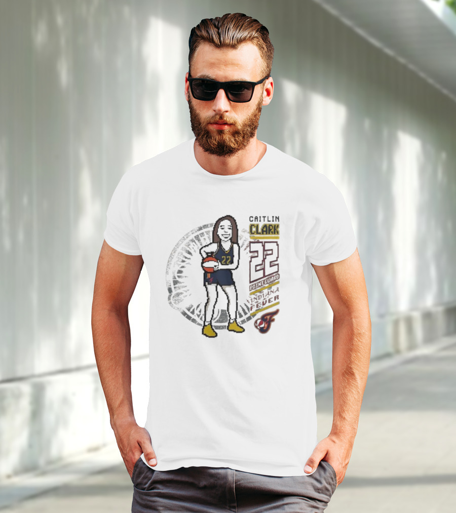 Caitlin Clark Indiana Fever 8-bit Player 22 Point Guard Youth Stadium Essentials T-Shirt