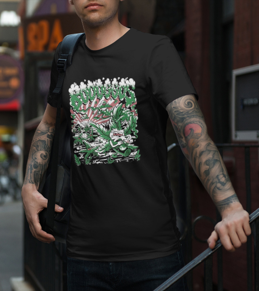 Bodoggos 4-20 Cartoon Dogs With Smoke And Green Leaves T-Shirt
