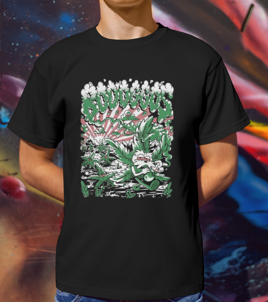 Bodoggos 4-20 Cartoon Dogs With Smoke And Green Leaves T-Shirt